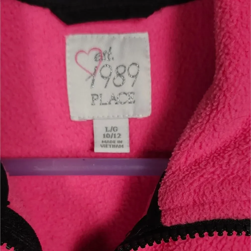 Girls Children’s Place Fleece Jacket L/G 10/12 Bright Pink